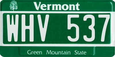 VT license plate WHV537