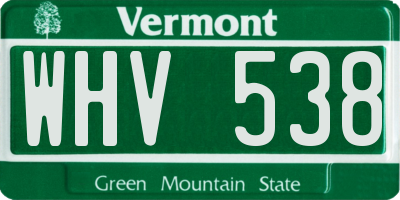 VT license plate WHV538