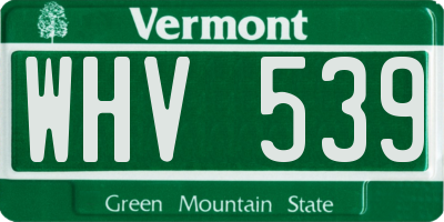 VT license plate WHV539
