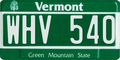 VT license plate WHV540