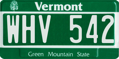 VT license plate WHV542