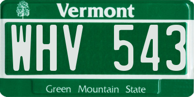 VT license plate WHV543