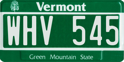 VT license plate WHV545