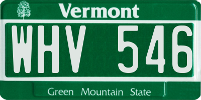 VT license plate WHV546