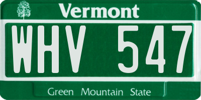 VT license plate WHV547