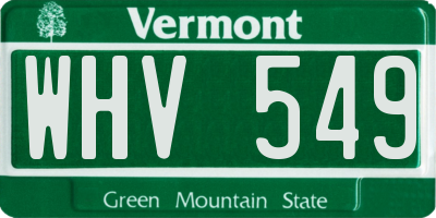 VT license plate WHV549