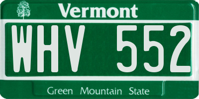 VT license plate WHV552