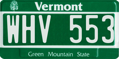 VT license plate WHV553