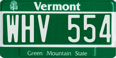 VT license plate WHV554