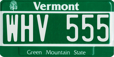 VT license plate WHV555