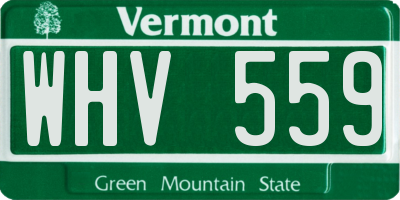 VT license plate WHV559