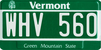 VT license plate WHV560