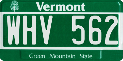 VT license plate WHV562