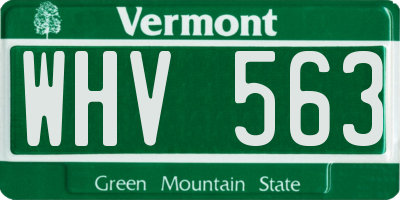 VT license plate WHV563