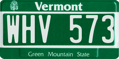 VT license plate WHV573