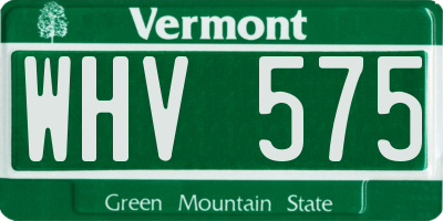 VT license plate WHV575
