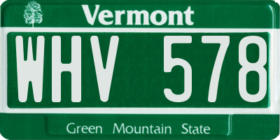 VT license plate WHV578
