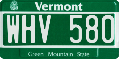 VT license plate WHV580