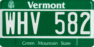 VT license plate WHV582