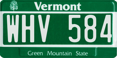VT license plate WHV584