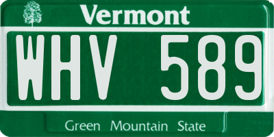 VT license plate WHV589