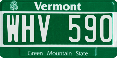VT license plate WHV590