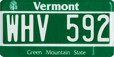 VT license plate WHV592
