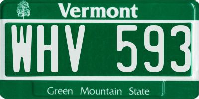 VT license plate WHV593