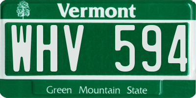 VT license plate WHV594