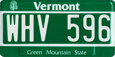 VT license plate WHV596