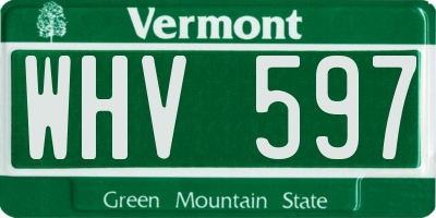VT license plate WHV597