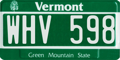 VT license plate WHV598