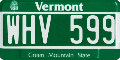 VT license plate WHV599