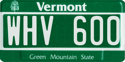 VT license plate WHV600