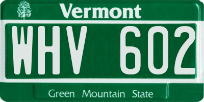 VT license plate WHV602
