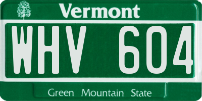 VT license plate WHV604