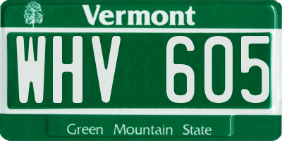 VT license plate WHV605