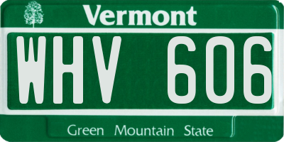 VT license plate WHV606