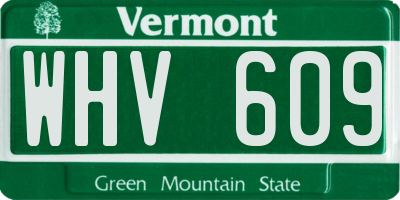 VT license plate WHV609