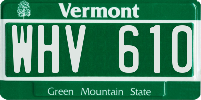 VT license plate WHV610