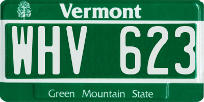 VT license plate WHV623