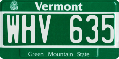 VT license plate WHV635