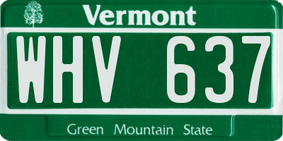 VT license plate WHV637