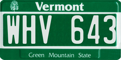 VT license plate WHV643