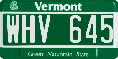 VT license plate WHV645