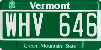 VT license plate WHV646