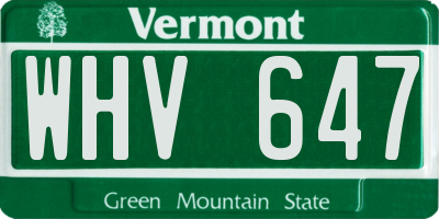 VT license plate WHV647