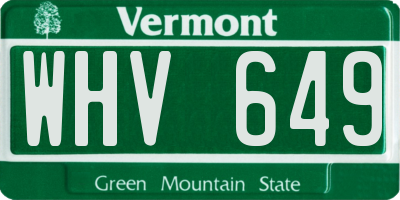 VT license plate WHV649