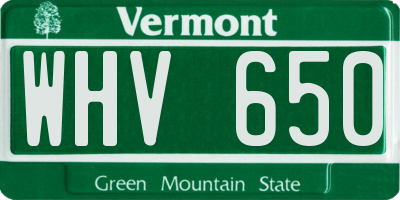 VT license plate WHV650