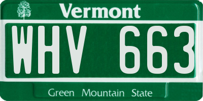 VT license plate WHV663